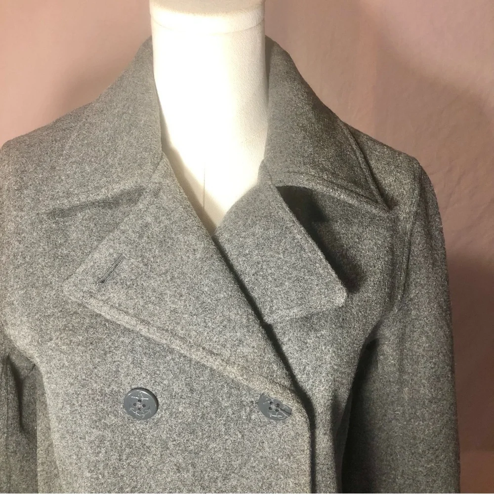 Wool Blend Gray Peacoat